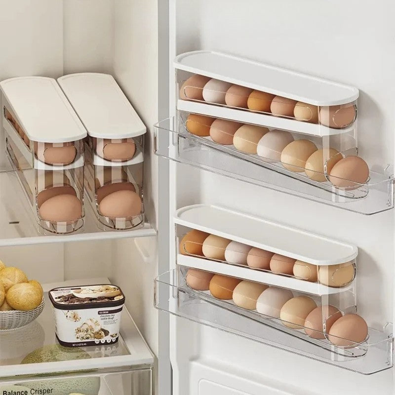 Distributeur d'Œufs Automatique à 2 Étages 
Organisateur de Réfrigérateur Gain de Place
