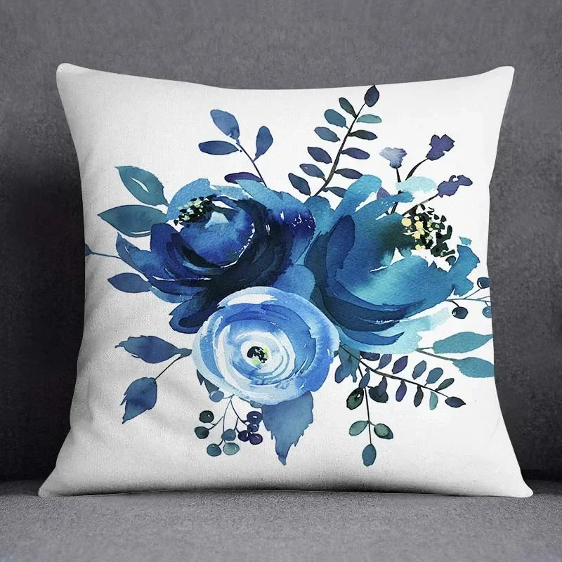 Housse de Coussin Géométrique Bleu et Gris
Taie Décorative Polyester pour Canapé et Salon 45*45 cm