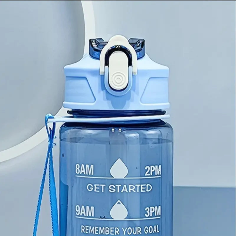 Bouteille d'Eau Motivationnelle 800ml – Anti-Fuite, Sans BPA avec Marqueurs Temporels pour Fitness & Sport
