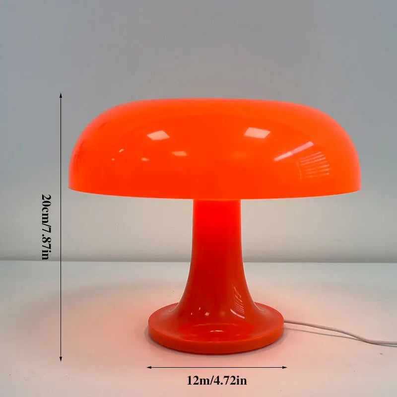 Lampe de Table Champignon LED Rétro – Lampe de Bureau Design Minimaliste Italienne, Rechargeable USB, 3 Couleurs d'Éclairage pour Chambre et Salon