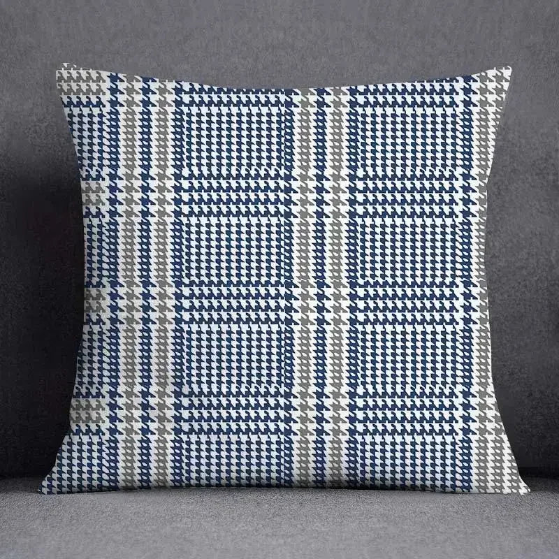 Housse de Coussin Géométrique Bleu et Gris
Taie Décorative Polyester pour Canapé et Salon 45*45 cm