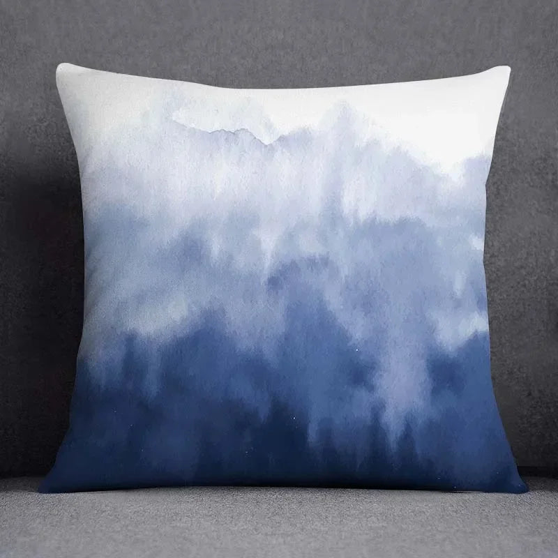 Housse de Coussin Géométrique Bleu et Gris
Taie Décorative Polyester pour Canapé et Salon 45*45 cm