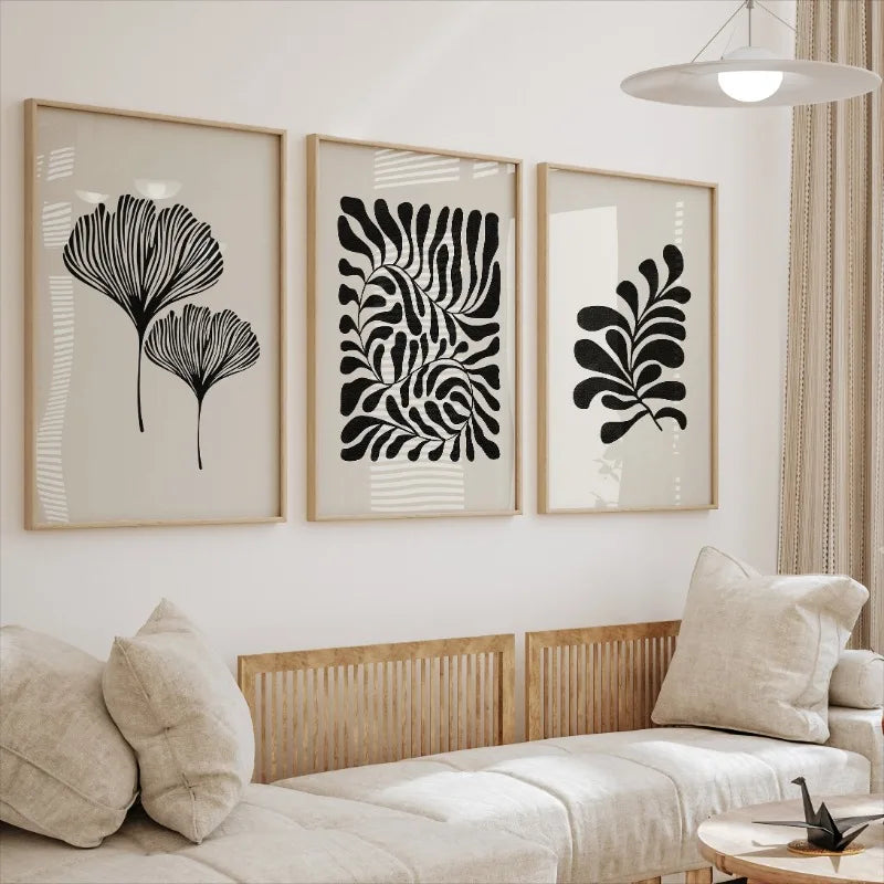 Affiche d'Art Minimaliste Style Boho Matisse – Impression sur Toile Botanique Moderne pour Salon et Bureau