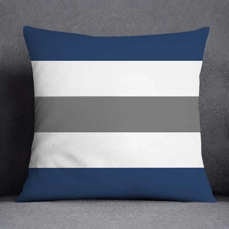 Housse de Coussin Géométrique Bleu et Gris
Taie Décorative Polyester pour Canapé et Salon 45*45 cm