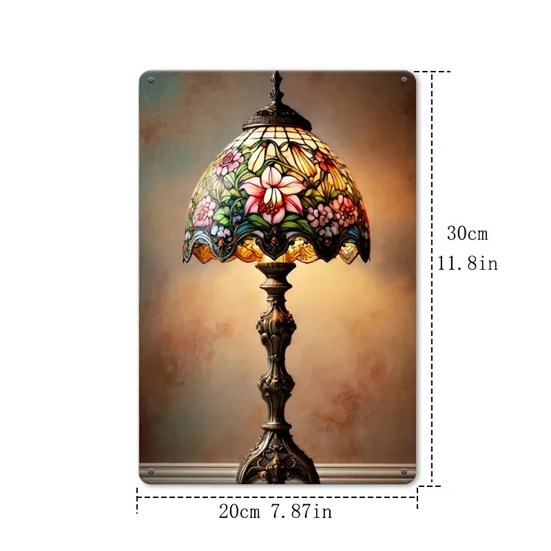 Lampe de Table Tiffany Style Vintage. 
Abat-Jour Vitrail Fleuri, Décoration Intérieure Chic