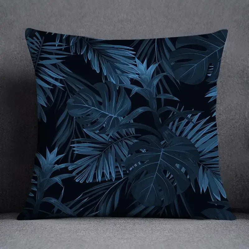 Housse de Coussin Géométrique Bleu et Gris
Taie Décorative Polyester pour Canapé et Salon 45*45 cm