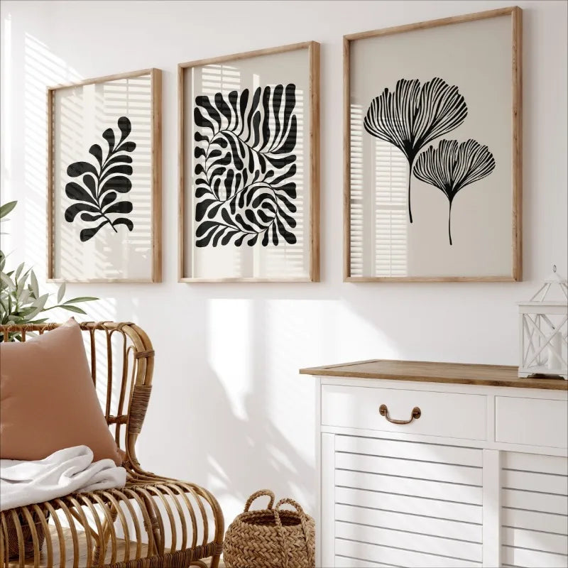 Affiche d'Art Minimaliste Style Boho Matisse – Impression sur Toile Botanique Moderne pour Salon et Bureau