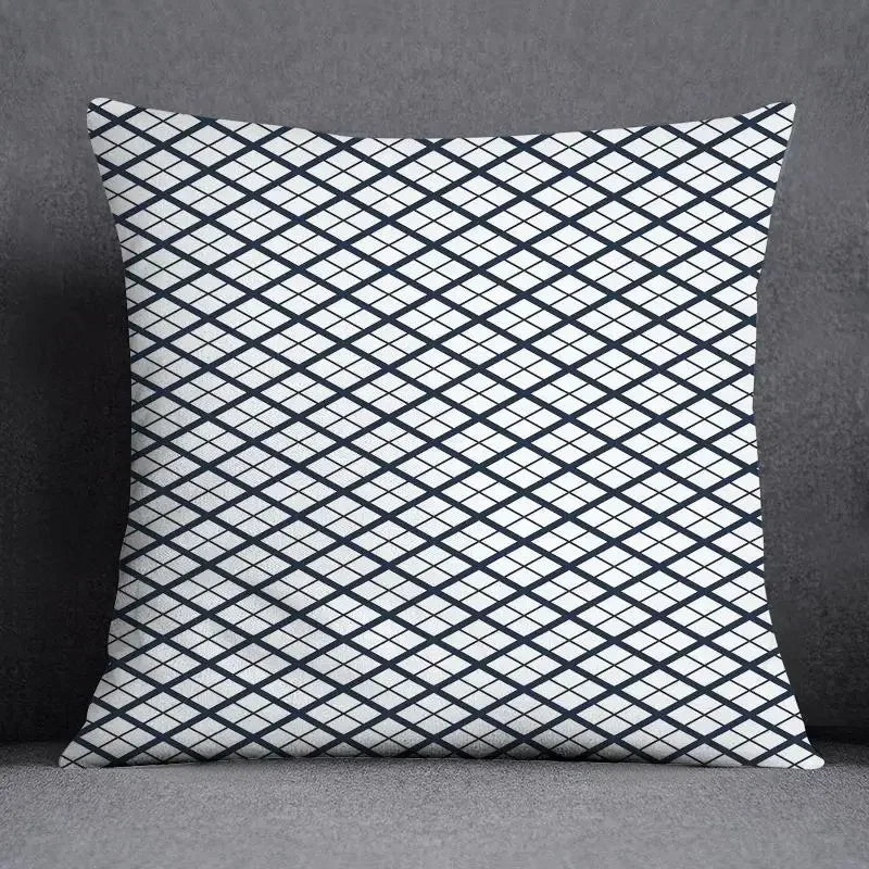 Housse de Coussin Géométrique Bleu et Gris
Taie Décorative Polyester pour Canapé et Salon 45*45 cm