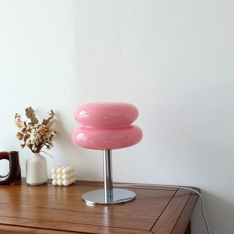 Lampe de Table Macaron en Verre – Design Rétro & Ambiance Tamisée